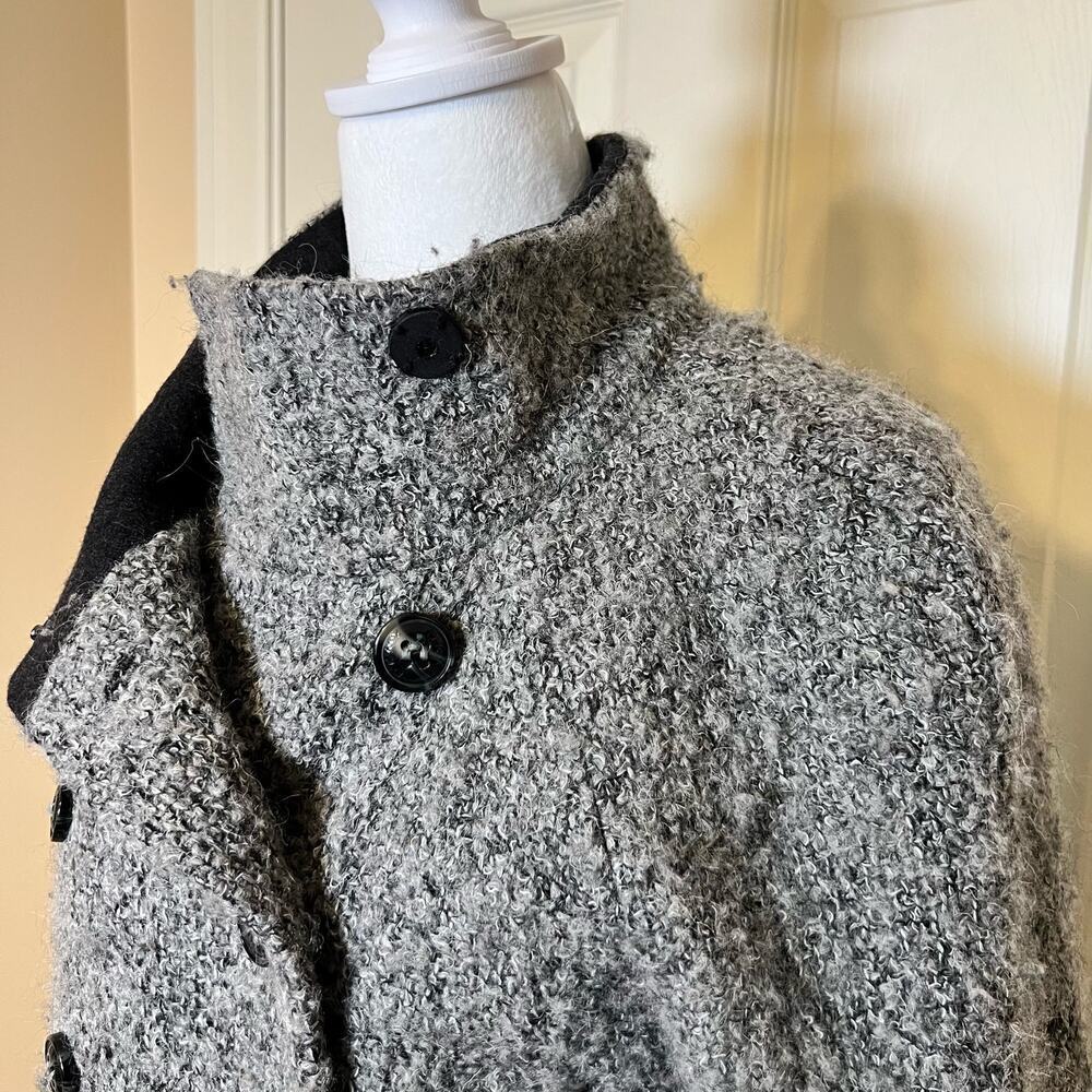 DKNY Peacoat Wool Blend Double Breasted Boucle Grey and Black Size 2 - Picture 3 of 14